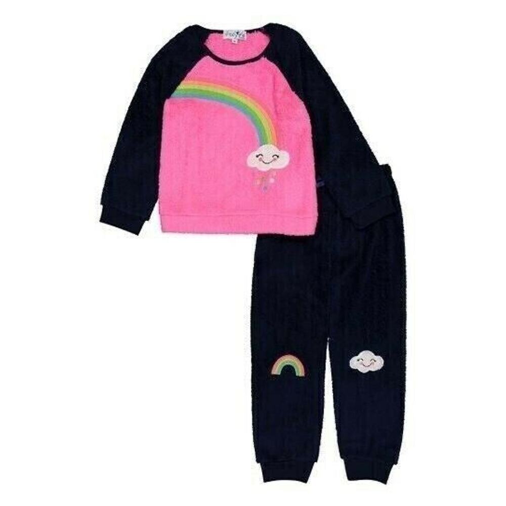 Freestyle Baby Girl 2-Piece Teddy Fleece Rainbow Pajama Set Pink 3T NEW